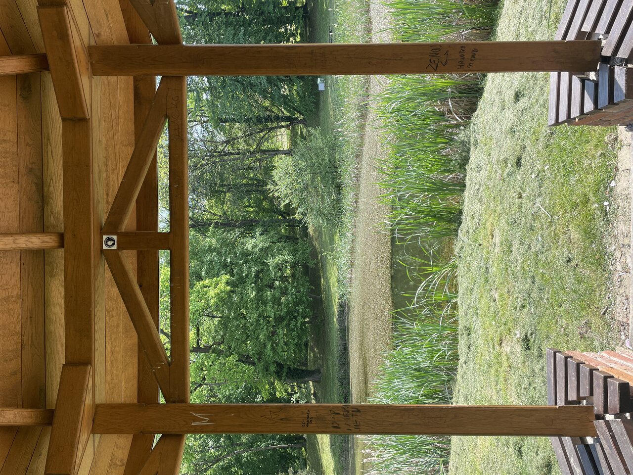 Wooden pavilion by the water